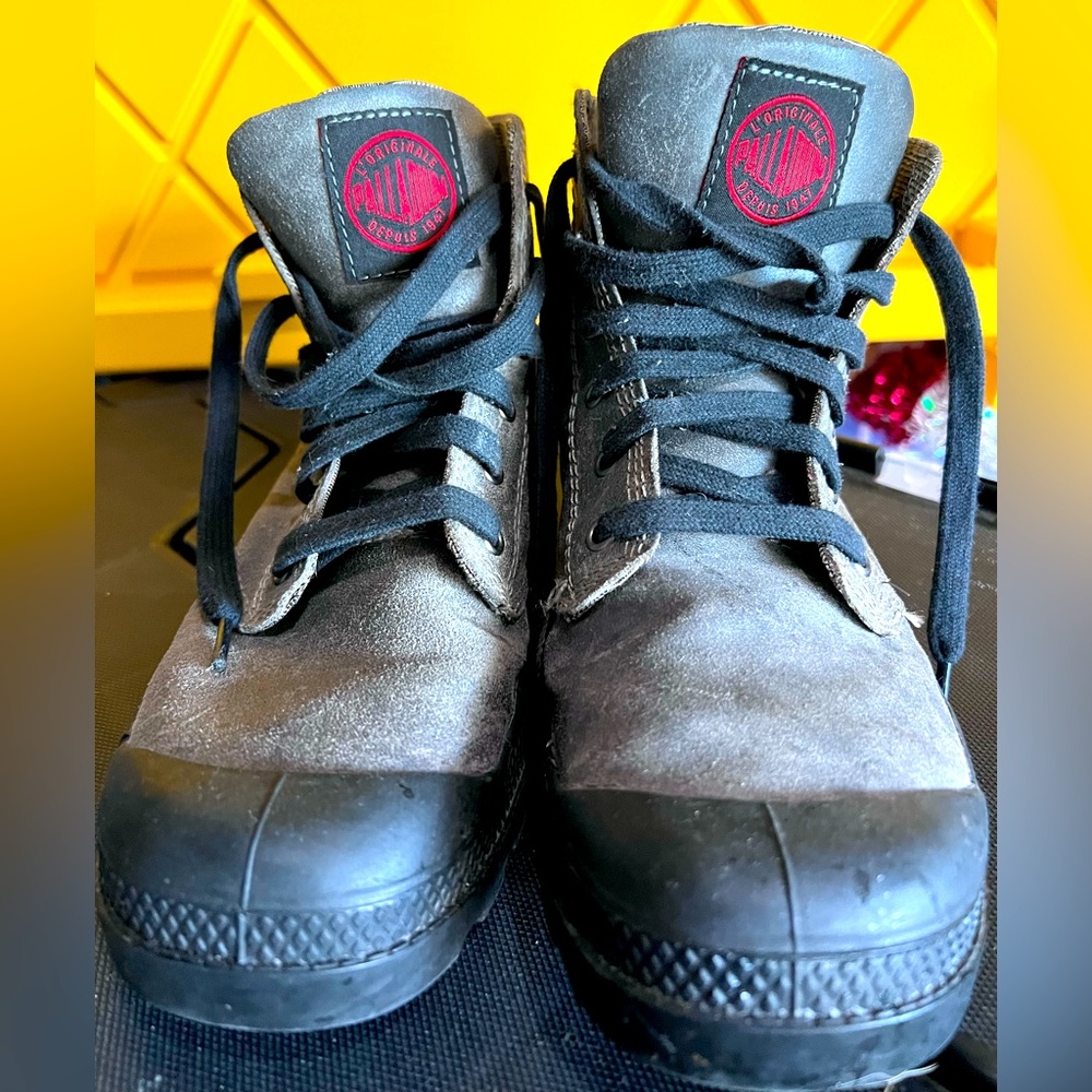 Grey and black Palladium boots men’s size 9